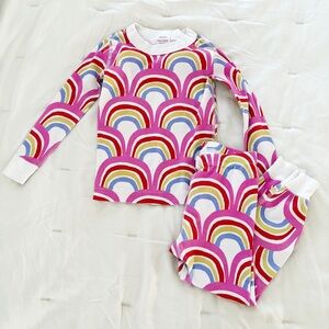 Hanna Andersson Pink Rainbow Long John pjs pajama set 100cm size 4